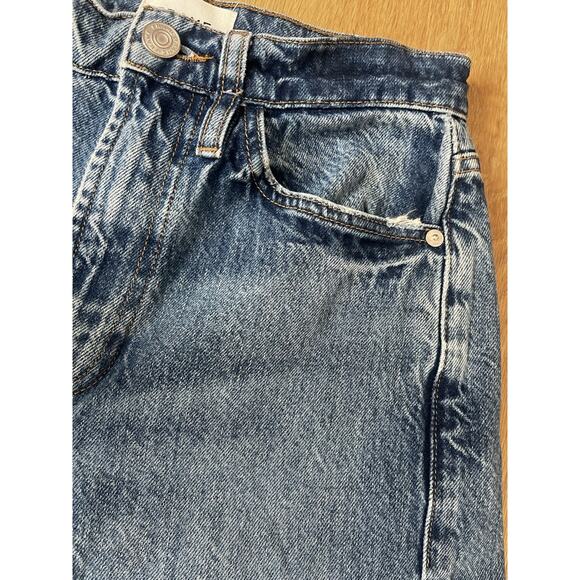 Frame Denim Le Baggy Wide Leg High Rise Medium Wash Raw Hem Jeans Size 24 - Picture 5 of 11